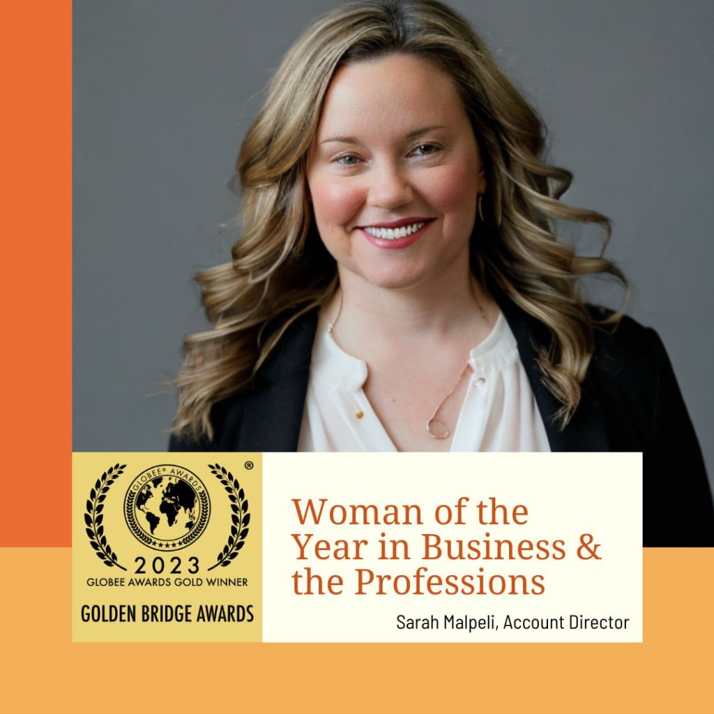 Sarah named a Women of the Year by Golden Bridge Awards